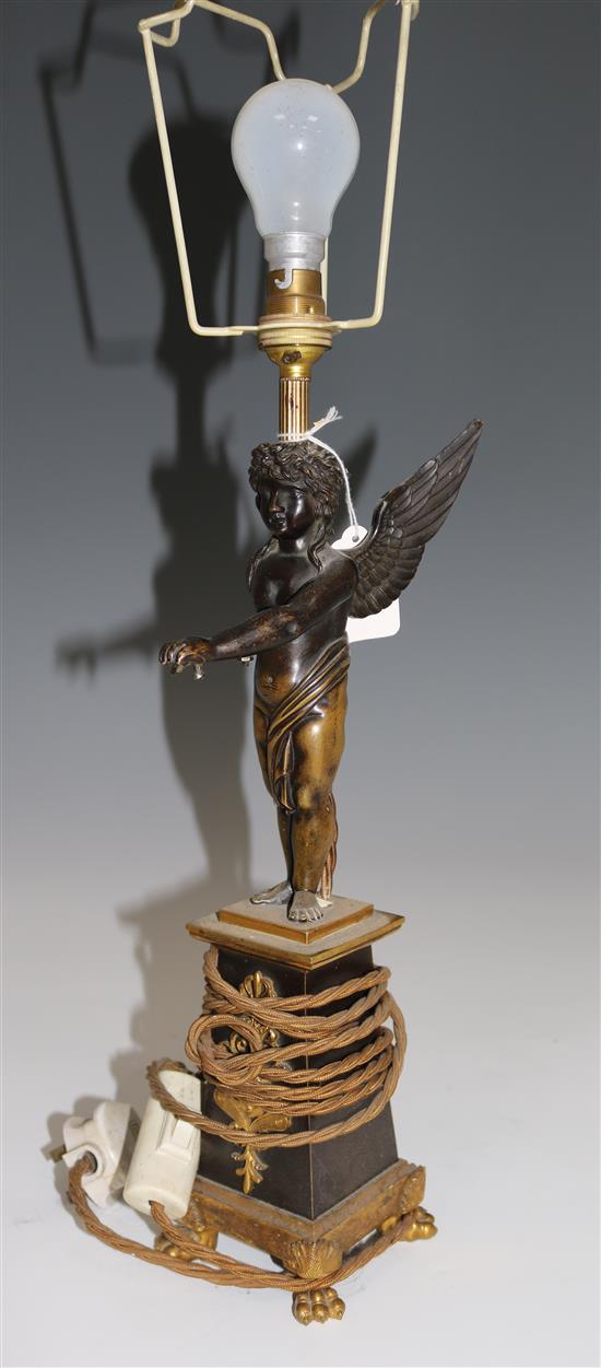 A bronze and ormolu Cupid lamp base